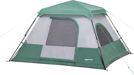Amazon Basics Instant Camping Tent with Rainfly, Weather-Resistant, Quick Setup