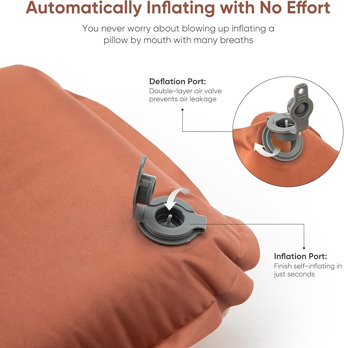 Naturehike Camping Pillow with Memory Foam, Self-Inflating Portable Pillow, Camping Essentials, Ergonomic for Neck Support, Travel Pillows for Camping, Airplanes, Hiking, Backpacking, Hammock