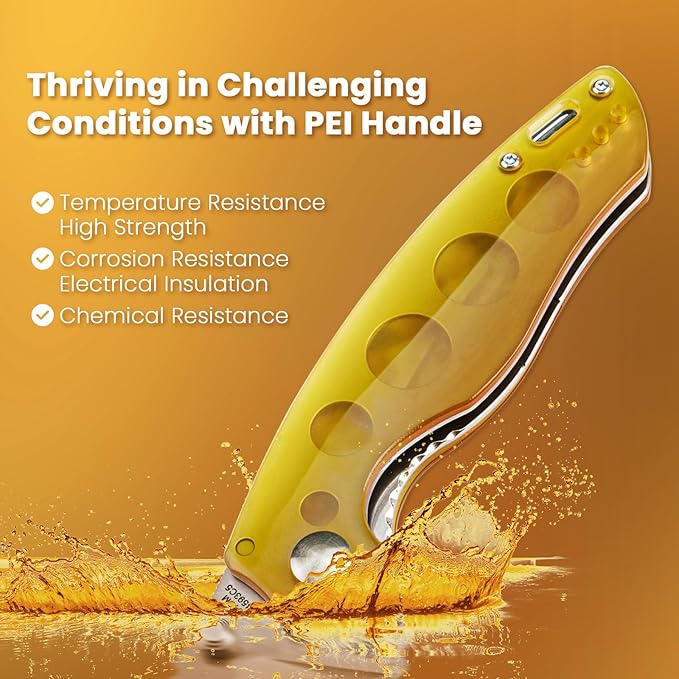 Kizer Towser K Pocket Knife, 3.39 Inches 154CM Steel Blade, Yellow PEI Handle, Folding Knife, EDC Knife, V4593C5
