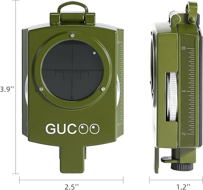 Military Lensatic Compass for Hiking Survival Camping Hunting Gifts Army Waterproof Pocket Compass for Men Magnetic Map Metal Tactical Large Navigation Tritium Compass with Mirror