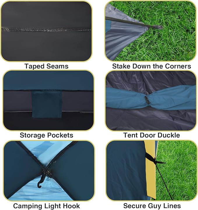 Instant Pop-Up Camping Tent, 2/3 Person Tents for Camping, Automatic Quick Open, Waterproof Windproof Tents, Easy Setup for Outdoor, Beach, Hiking, Backpacking, Traveling