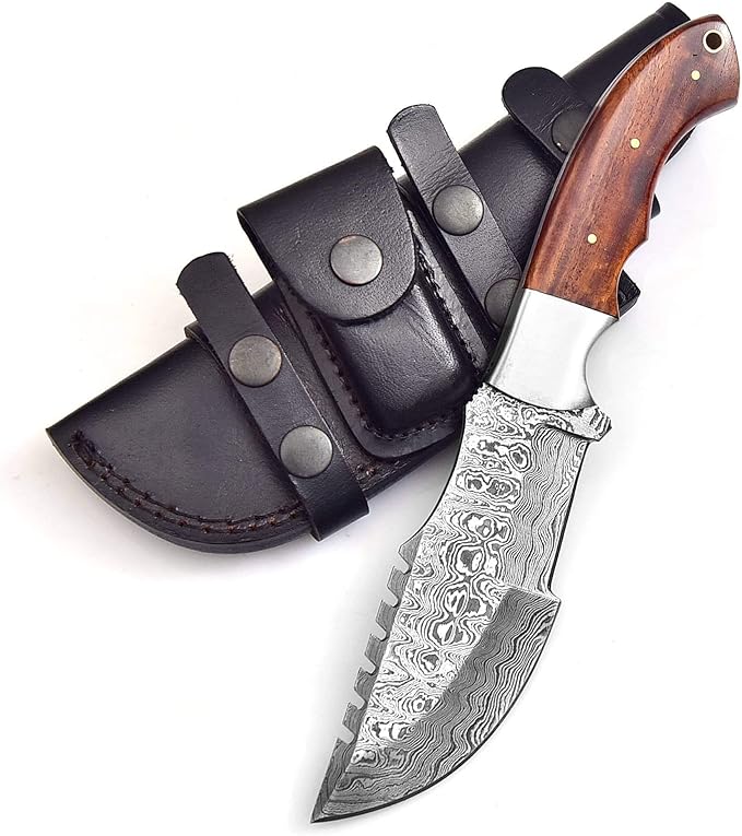 Poshland TR-177 Custom Handmade Damascus Steel 10 Inches Tracker Knife (Wooden)