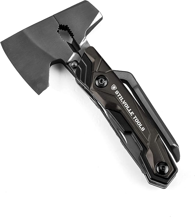 Axe 9 ax with 9-Featured Multi-Tool Hammer, Wrench, Wire Cutter, ax, Bottle Opener, Phillips Screwdriver, Flat-Blade Screwdriver, Nail File, Saw, Knife