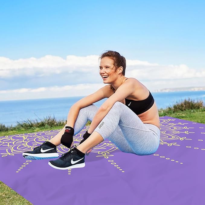 Beach Blanket Sandproof, Large Waterproof Sand Free Beach Mat Lightweight Portable 4-6 Adults Outdoor Picnic Mat 79"X87" for Travel, Picnic, Camping Blanket