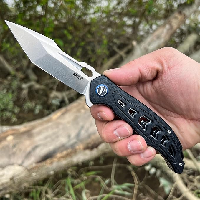 Folding Pocket Knife,3.7" Sandvik 14C28N Steel Tanto Point Blade,G10 Handle,with Clip,EDC Knife, Gifts Pocket Knife for Men Women.