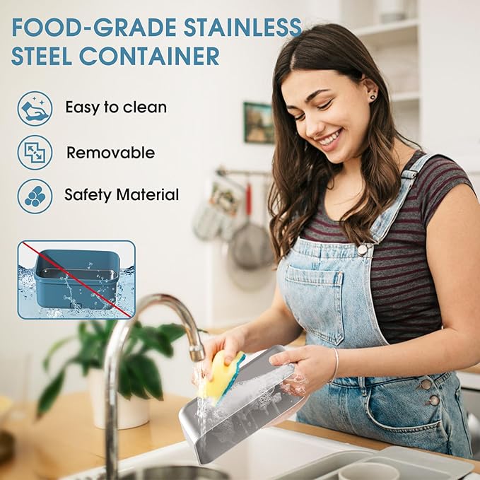 Electric Lunch Box Food Heater, 100W High Power Portable Food Warmer, Heated Lunch Box for Adults Car/Home with 1.8L Removable Stainless Steel Container, 12V/24V/110V/220V