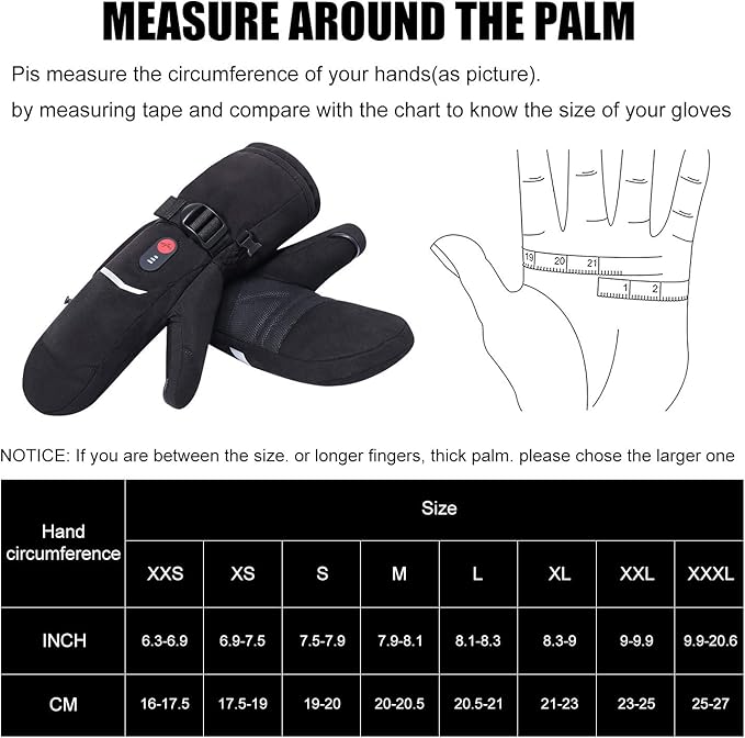 Heated Ski Gloves Mens Women Kids Mittens Electric Rechargeable Battery Gloves for Winter Skiing Skating Snow Camping Hiking Heated Arthritis Hand Warmer Gloves
