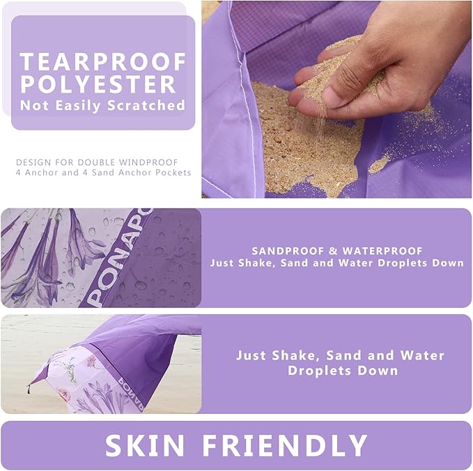 Beach Blanket Waterproof Sandproof, Picnic Blanket, Large Beach Mat 4-7 Adults, Lightweight Durable Sand Free Mat Quick Drying for Beach Travel Camping Hiking Picnic 79"x79"