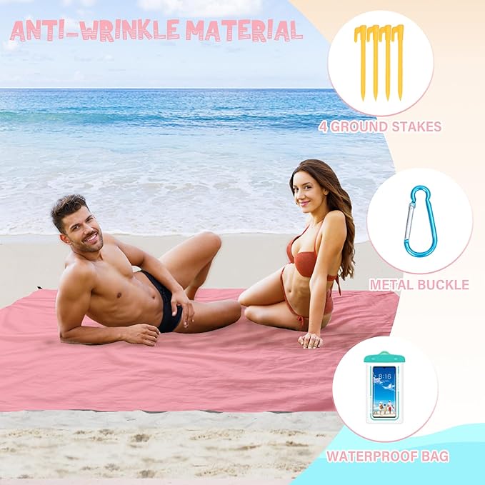 Beach Blanket Waterproof Sandproof 1-8 Adult Oversized 9'×10' Lightweight Durable Compact Sand Free Beach Mat for Travel Camping Hiking Picnic Blanket Extra Large