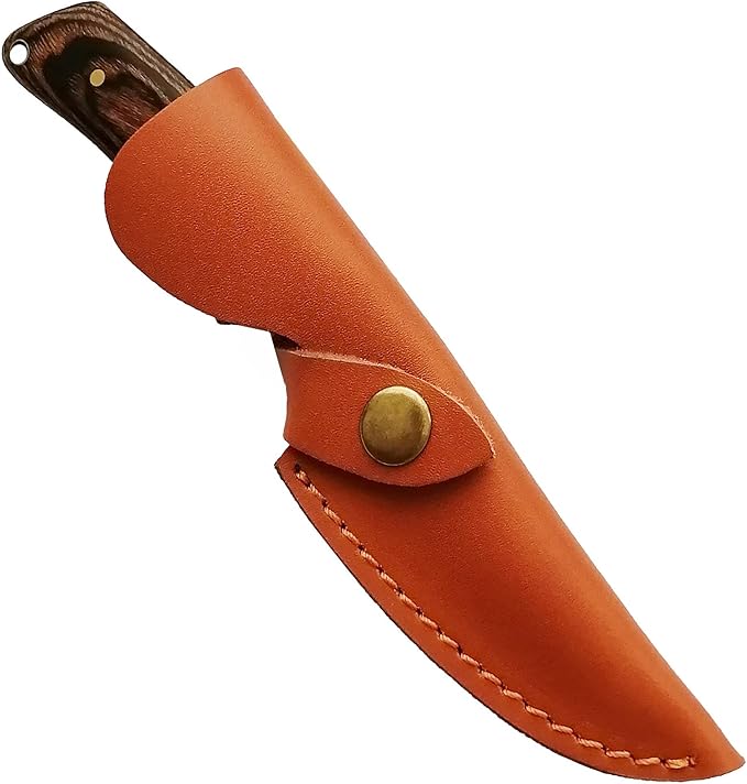 Skinning EDC Field Hunting Knife KRATOS ZFS2 Blade Fixed Full Tang 7.5" Stainless Steel, Leather Sheath Holster Included