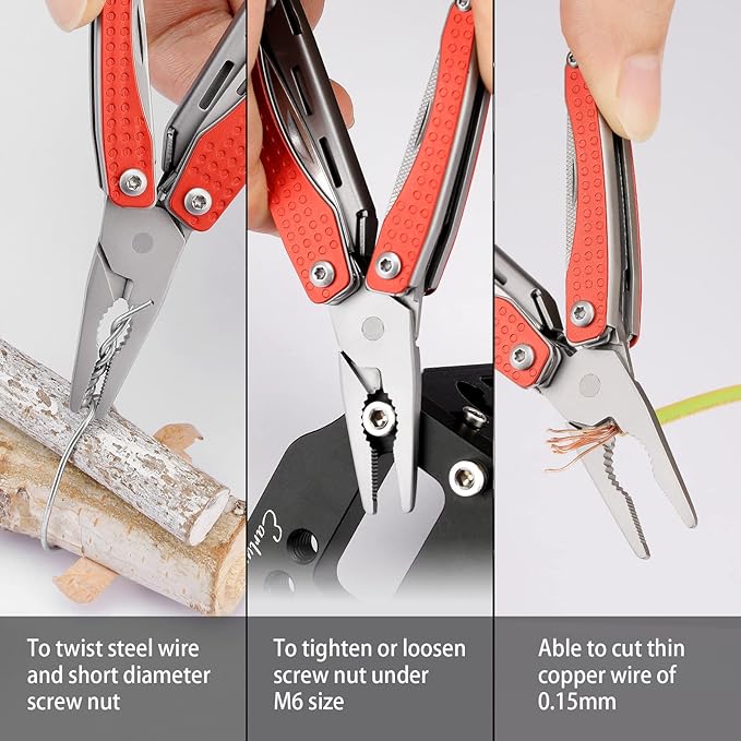 Nextool EDC Keychain Multitool, 10 in 1 Mini Pocket Knife Multi Tool with Needlenose Pliers, Scissors, Mini Useful Cool Gadgets for Men, Father's Day Gifts from Daughter-Red