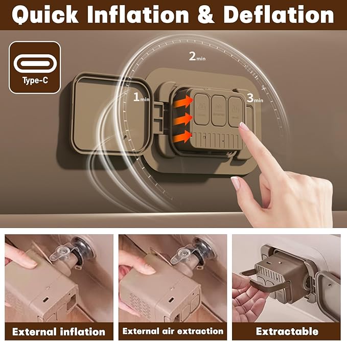 Queen Air Mattress,Upgrade Wireless Inflatable Mattress with 4000mAh Rechargeable Battery Built-In Pump for Quick and Easy Inflation/Deflation, Ideal Inflatable Bed for Home, Camping and Guests