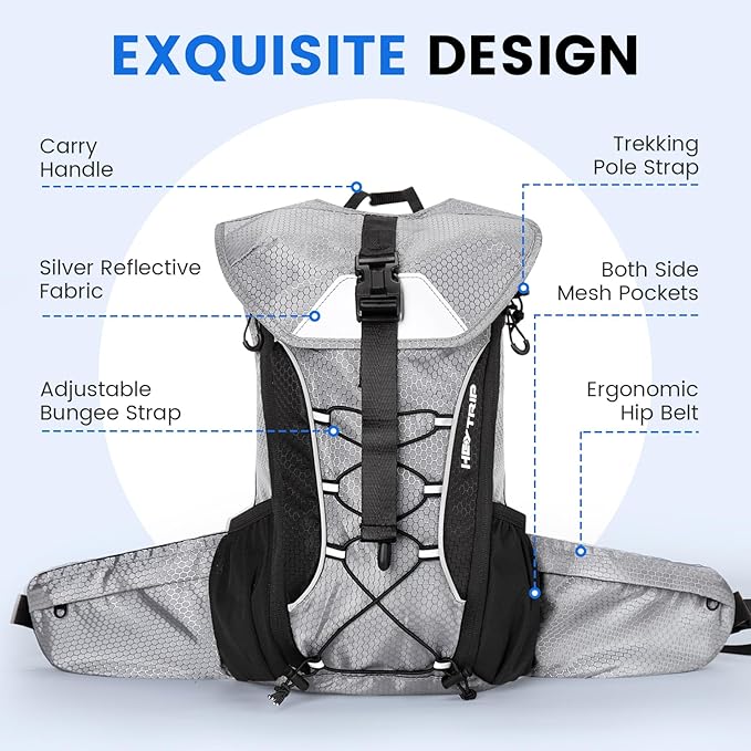 HEYTRIP Hydration Backpack with 3L TPU Water Bladder, Hydration Bladder Cleaning Kit, Insulated Hiking Backpack Lightweight 600D for Running Cycling Hiking Biking Camping