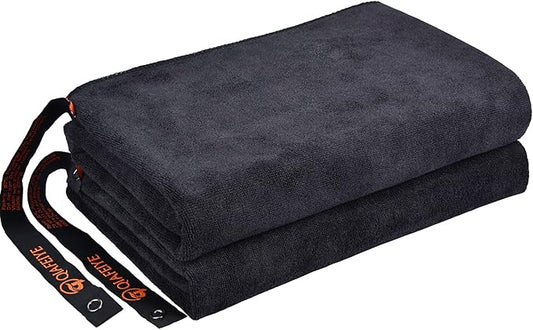 Gym Towels for Men Women Microfiber 20inch X 40inch Cycling Workout Sweat Towel Set Quick Dry Exercise Sports Travel Towel Fast Drying 2-Pack, Black