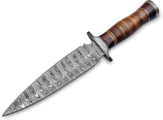 Handmade Damascus Steel Dagger Knife -13 Inches Fixed Blade Hunting Knife for Survival & Hunting - Premium Outdoor Gear for Hunters - Razor Sharp Edge With Sheath