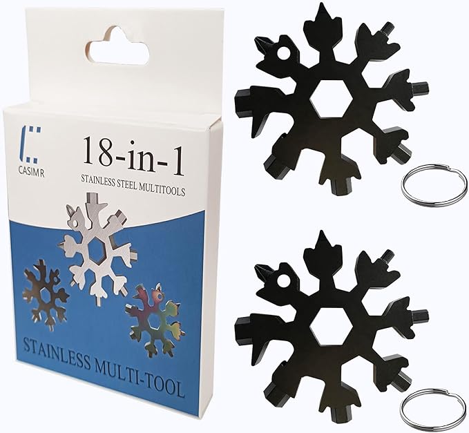 Stocking Stuffers Gifts for Men, 2-Pack Snowflake Multi-Tool 18-in-1, Screwdriver, Bottle opener, Outdoor Wrench Multi-tool, Best Gifts for Husband Men Boyfriend Boys
