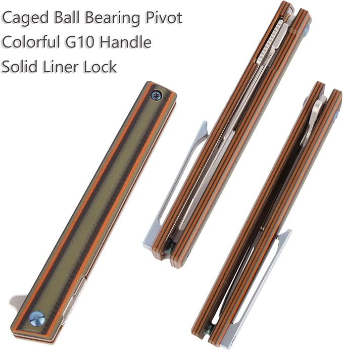 G37 Small Pocket Scalpel Knife, 10pcs #60 Replaceable Blades, Slender Compact Slim Gentleman's Flipper Folding Scalpel EDC Utility Knives with Blue Titanium Belt Clip