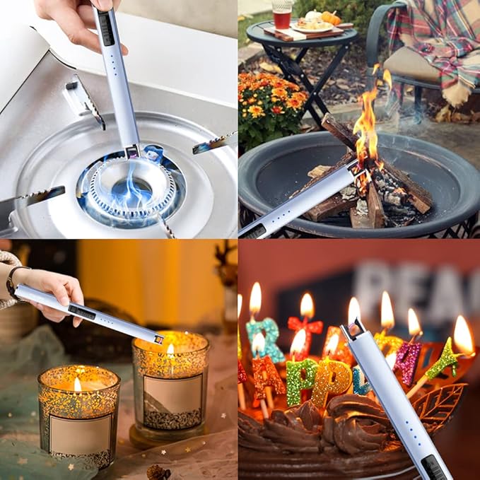 ARECTECH Lighter Electric Lighter Candle Lighter Rechargeable Type-C USB Lighter Plasma Arc Lighters for Candle Camping Kitchen Blue