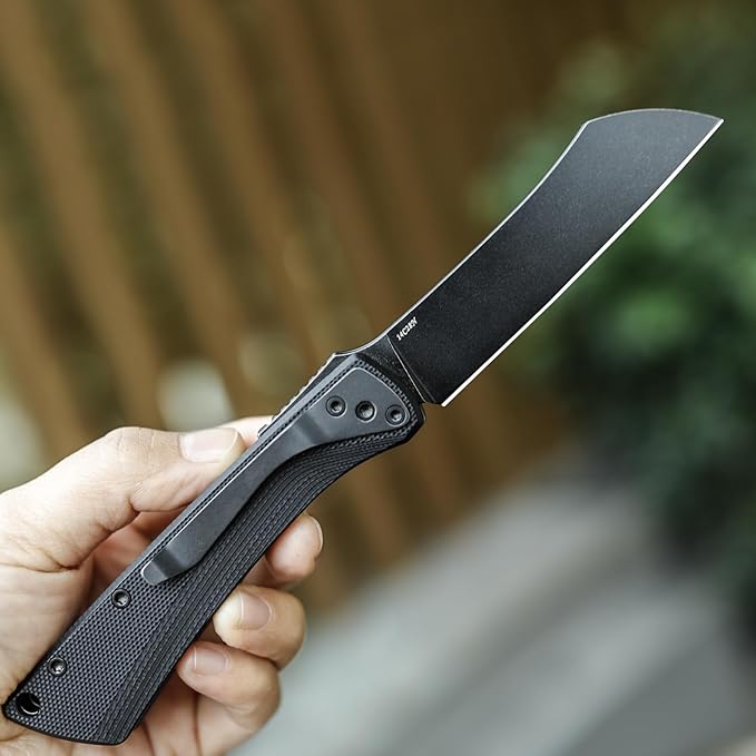 Modern Japanese Higonokami Pocke Folding Knife with Clip,Black PVD 14C28N Steel Blade,G10 Handle,Front Flipper Higonokami EDC Knives for Men Hunting,Norma-03B