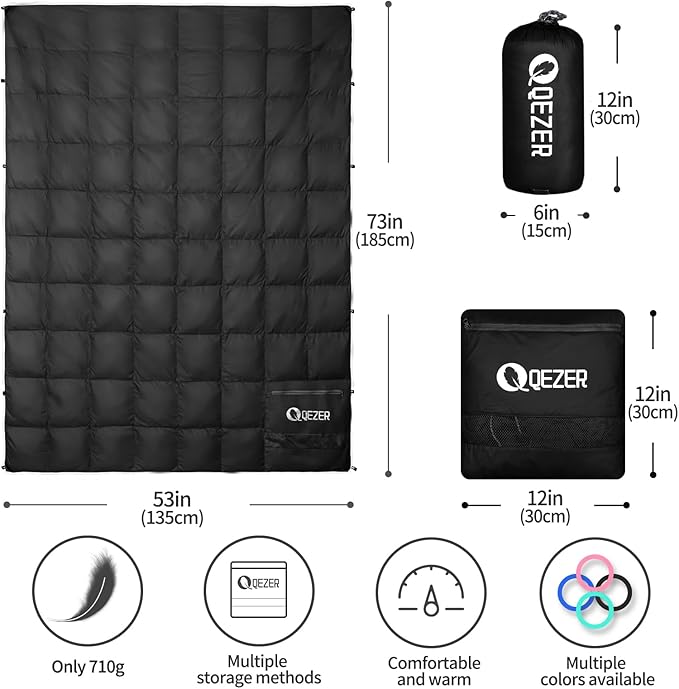 Down Camping Blanket,600+Fill Power，Foldable Into a Pillow,Light，It is The Best Choice for Outdoor Activities, Picnics, Beaches, and Travel.