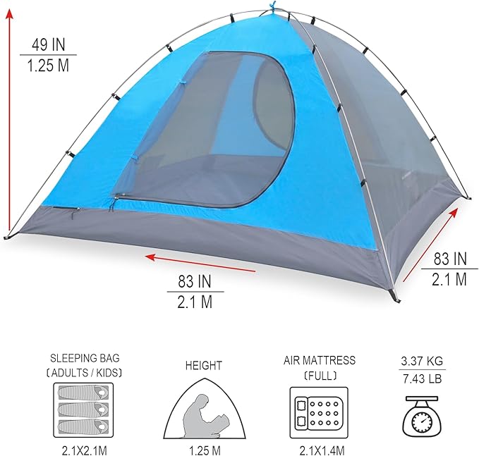 KAZOO Waterproof Backpacking Tent 2/3 Person Lightweight Camping Tents 2/3 People Hiking Tents Aluminum Frame Double Layer