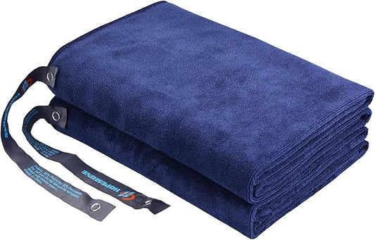 Gym Towels for Men 20inch X 40inch Women Sweat Large Working Out Microfiber Sports Fast Drying Absorbent Compact Camping, Hiking, Backpacking, Yoga, Travel, Exercise 2-Pack Navy