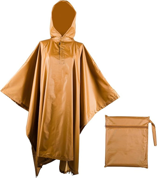 Heavy Duty Rain Poncho for Backpacking, Waterproof Lightweight for Adults, Military, Emergency, Camping, Men, Women