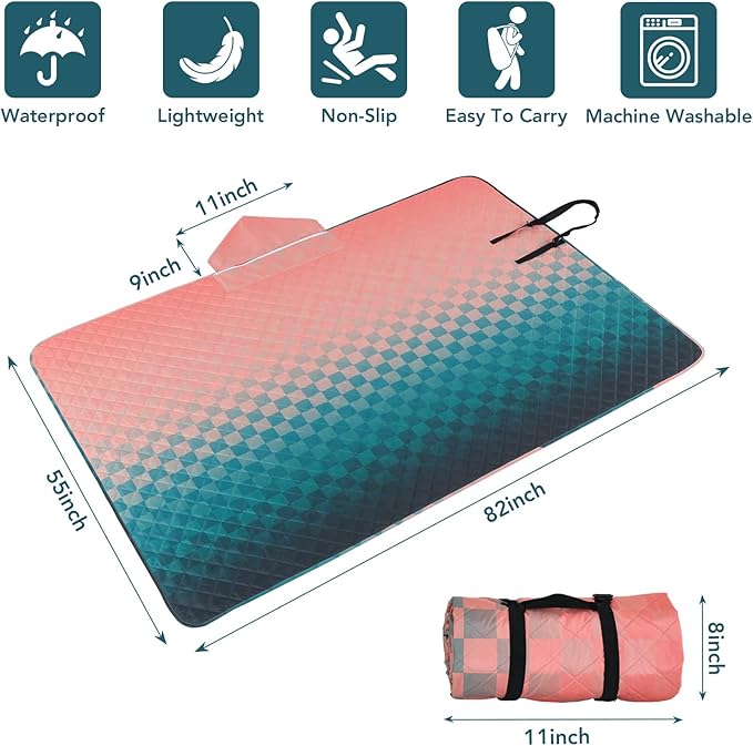 PY SUPER MODE Hooded Outdoor Blanket, Extra Large 82"x 55" Camping Blanket, Quilted, Thick Fleece, Warm, Windproof, Sand Proof, Portable and Wear-Resistant, Perfect for Stadium, Picnic, Camping…