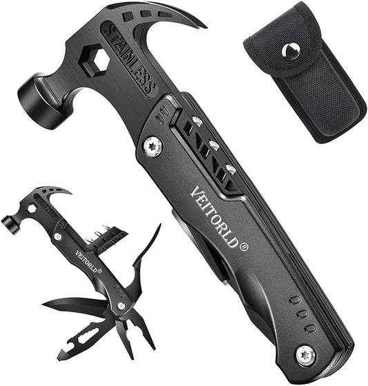 VEITORLD Gifts for Men Dad Him, Unique Anniversary Birthday Gifts Idea for Men Him Husband Boyfriend, All in One Tools Hammer Multitool, Camping Hunting Hiking Presents, Cool Gadgets