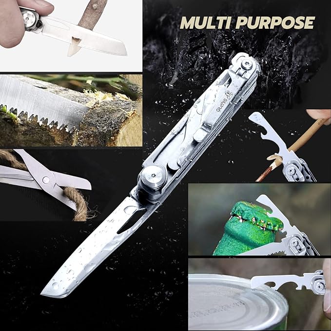 9 in 1 Multitool Pocket Knife Set for Men, Survival Small Multi Tool Scissors with Clip, Tactical Gear for Camping, Outdoor, Fishing, Car, Work, Gifts Ideas