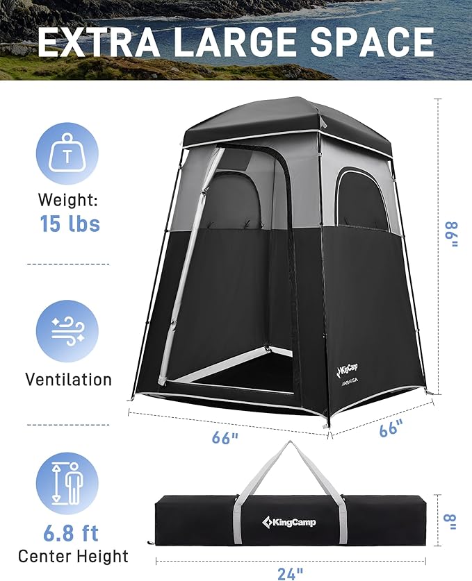 KingCamp Shower Tent, Portable Privacy Tent Outdoor Camping 1/2 Room Toilet Tents with Shower Bag & Dressing Room for Travel Beach Tailgate