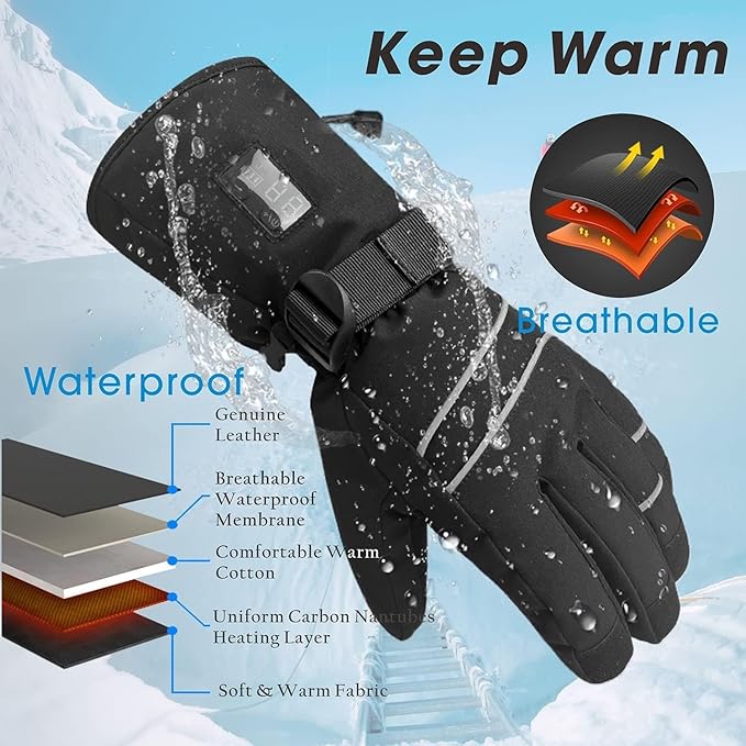 Heated Glove Liners, Rechargeable Electric Battery Operated Heated Gloves for Men Women Thin Hand Warmers for Work Skiing Hunting Fishing Arthritis
