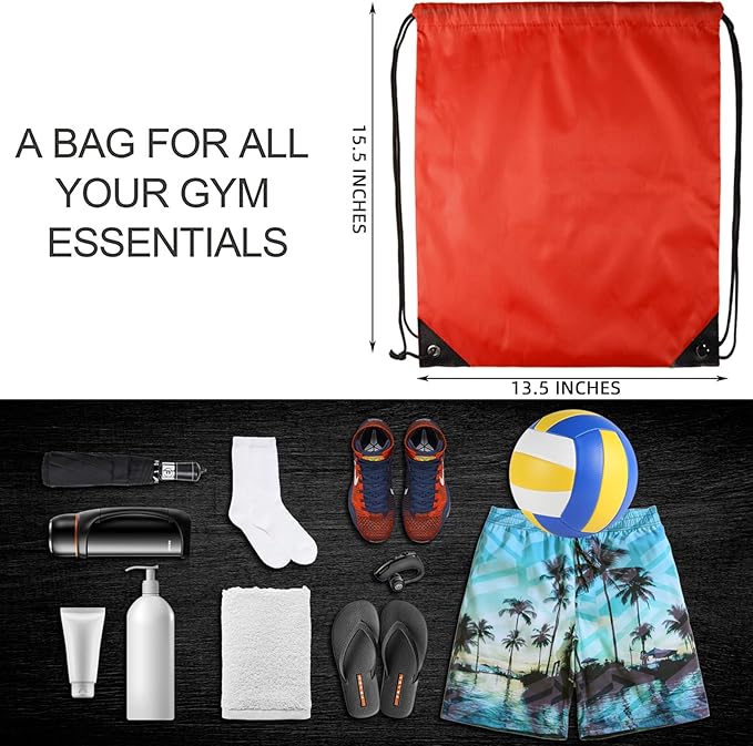 GoodtoU Drawstring Backpack, Nylon Cinch Sack Gym Bag for Sport, Traveling, Team (Red, 128Pcs)