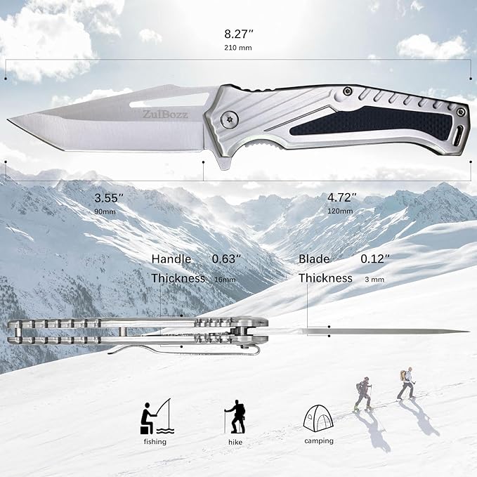 Pocket Knife - EDC, Tactical Knife with Clip, Folding Knife for Camping Hiking, Home Improvements, Spring Assisted Knife, Survival Knife for Emergency Rescue Situations,Gifts for Men & Women
