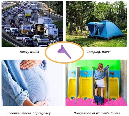 4 PCS Portable Reusable Women's Outdoor Standing Pee Silicone Funnel, for Outdoor, Activities Camping Trips, Hiking Gear, Traffic Jams and Queues