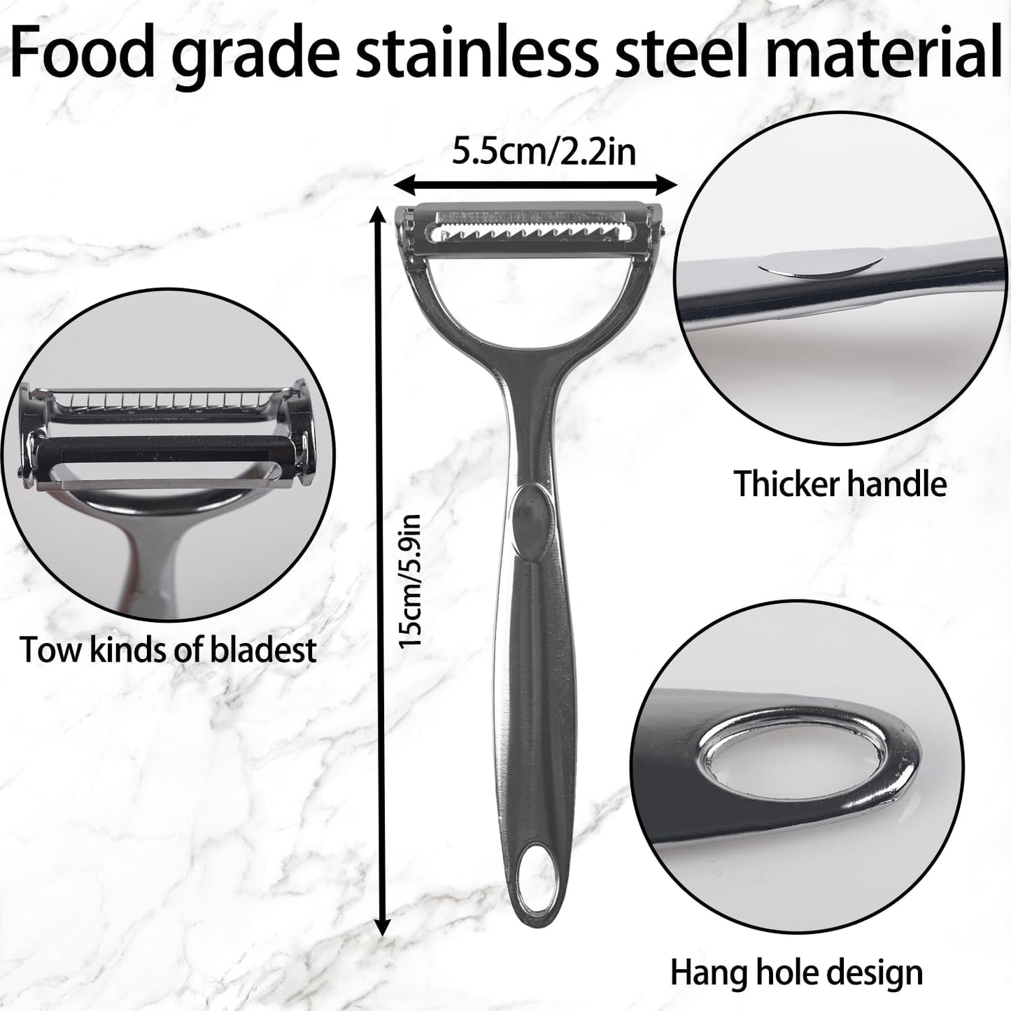 Julian Peeler for Vegetable, Multifunctional Vegetable Cutter Set – Stainless Steel Double-Layer Slicer with Julienne Peeler for Cabbage, Carrots, Potatoes – Kitchen Prep Tool Combo