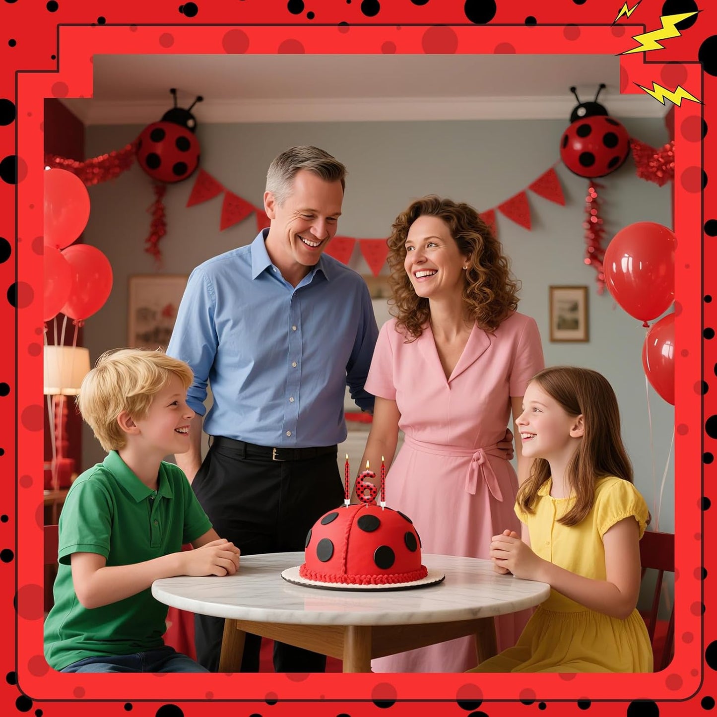 13PCS Ladybug Theme Birthday Candles Set - Red & Black Polka Dot Decorative Candles for Kids Ladybug Themed Parties, Baby Showers, Birthday Cakes, and Ladybird Inspired Celebrations(Number 6)