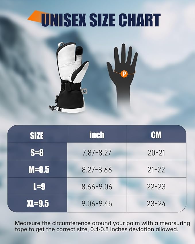 Heated Mittens for Men Women, 7.6V Rechargeable Battery Electric Mittens, Event Waterproof and Breathable Winter Mittens, Perfect for Skiing Snowboarding Motorcycling Hunting Camping
