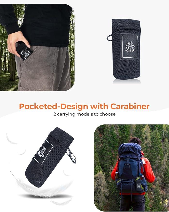 DEERFAMY Outdoor Pocket Blanket(71x43), Waterproof Windproof Picnic Blanket Folding Packable Blanket with Triangular Sand Pocket, Eco-Friendly Blanket for Hiking, Camping, Beach and Concert, Black