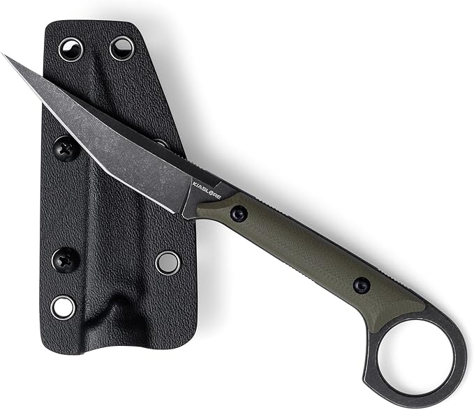 KS527 Fixed Blade Knife, D2 Blade G10 Handle for Men Women, with Kydex Sheath, Utility Knife for EDC Survival Hiking Camping Outdoor Everyday (Green)