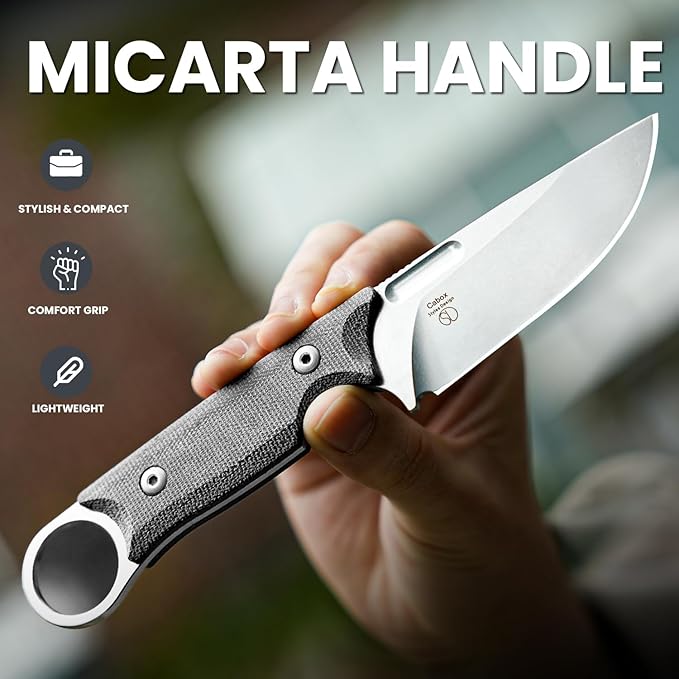 Kizer Cabox Fixed Blade Knife 3.35 Inches D2 Steel Fixed Blade Hunting Knife Micarta Handle with Sheath Pocket Knife1048A1