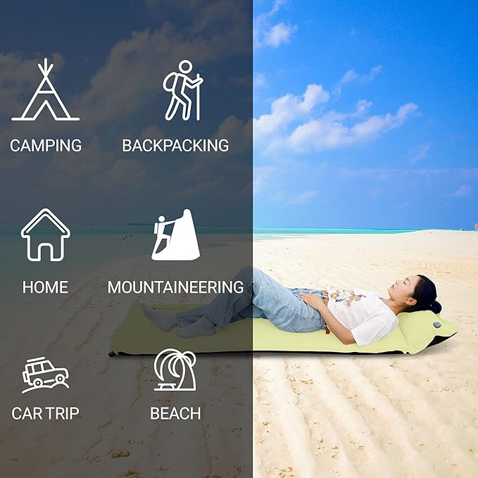 Lightweight Camping Sleeping Pad Inflatable Sleeping Mat Compact Camping Air Mattress with Pillow Backpacking Foam Sleeping Pad