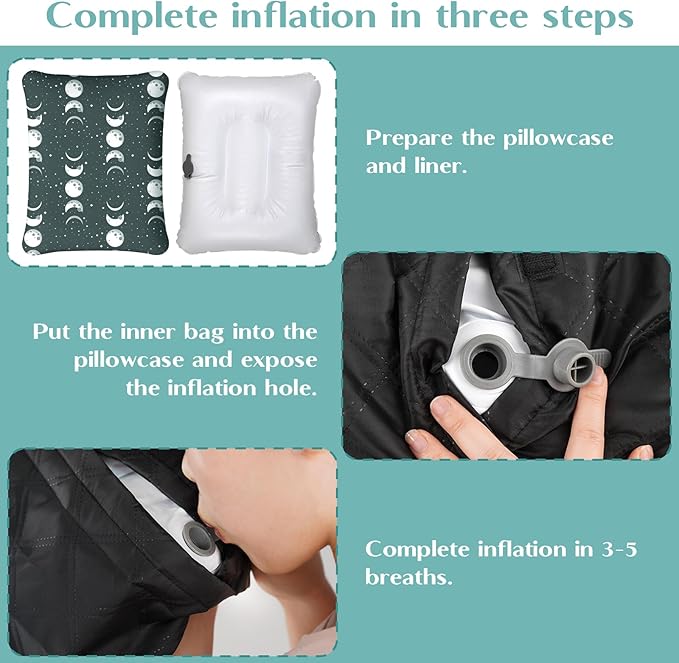 Inflatable Camping Pillow, Patterned Travel Backpacking Pillow, Lightweight & Portable Hiking Beach Pillow, Travel Camping Essential Accessories for Adult & Kids