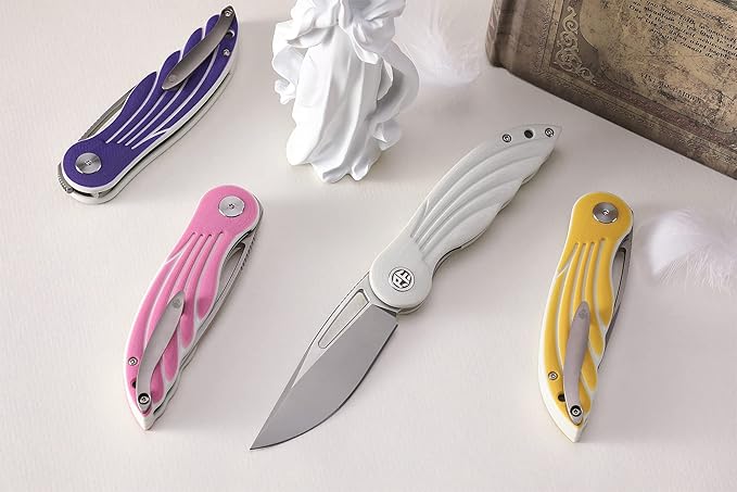Petrified fish PFE06 Nightingale,3.07" 14C28N Blade,87g G10 Handle Front Flipper Liner lock Folding knife (Yellow)