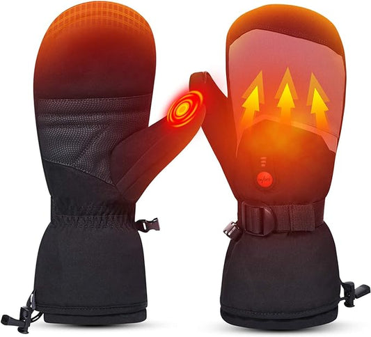 Heated Ski Gloves Mens Women Kids Mittens Electric Rechargeable Battery Gloves for Winter Skiing Skating Snow Camping Hiking Heated Arthritis Hand Warmer Gloves