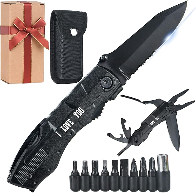 Birthday Gifts for Men Dad, Multitool Pliers Folding Pocket Knife,Christmas Gifts for Dad,Stocking Stuffers for Husband Boyfriend Him,Cool Gadgets Practical Gifts for Outdoor