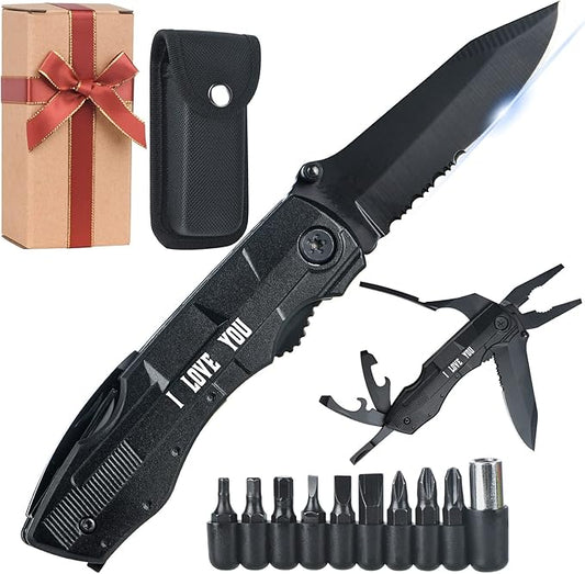 Birthday Gifts for Men Dad, Multitool Pliers Folding Pocket Knife,Christmas Gifts for Dad,Stocking Stuffers for Husband Boyfriend Him,Cool Gadgets Practical Gifts for Outdoor