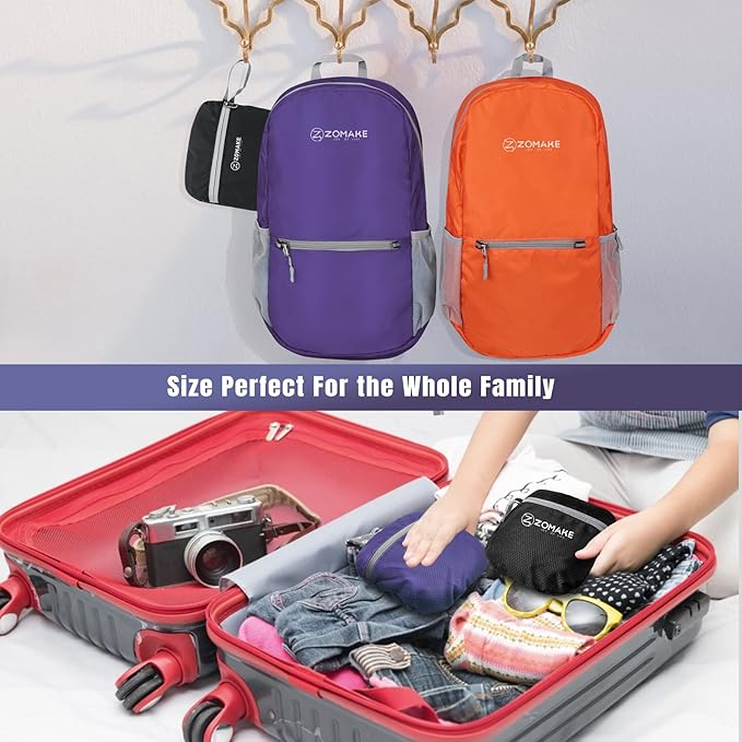 ZOMAKE Ultra Lightweight Hiking Backpack 20L, Packable Small Backpacks Water Resistant Daypack for Women Men(Purple)