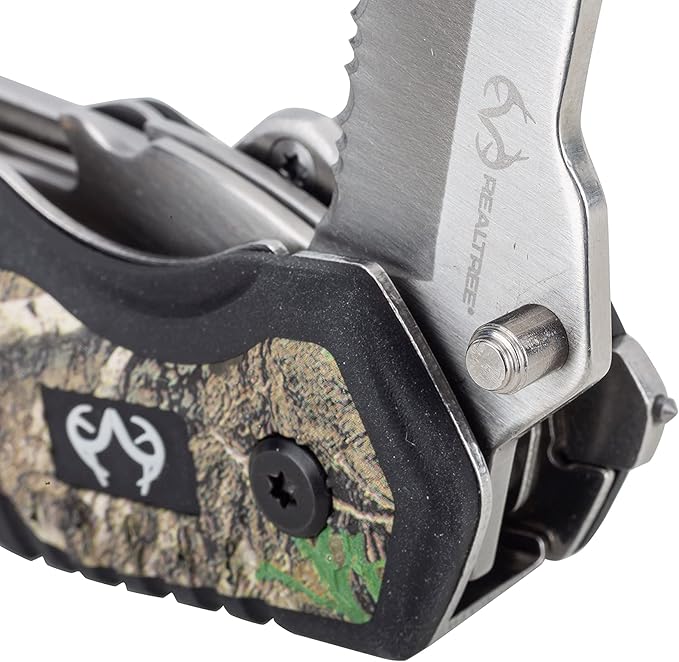 Multi Tool 10-in-1 Camo Folding Knife, Full Size Pliers Spring Loaded, 3-Inch Blade, Bottle Opener, Screwdriver, Saw, Wire Cutter, Glass Break, Cut Wood, Rope, Camping, Outdoors - 630049ECE