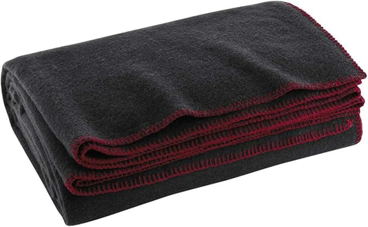 M MCGUIRE GEAR Heavy Duty Wool Military Camping, Survival, and First Aid Blanket, Mil-Spec Fire Retardant 64" x 90" (Black)